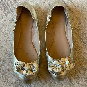 Tory Burch gold ballet flats